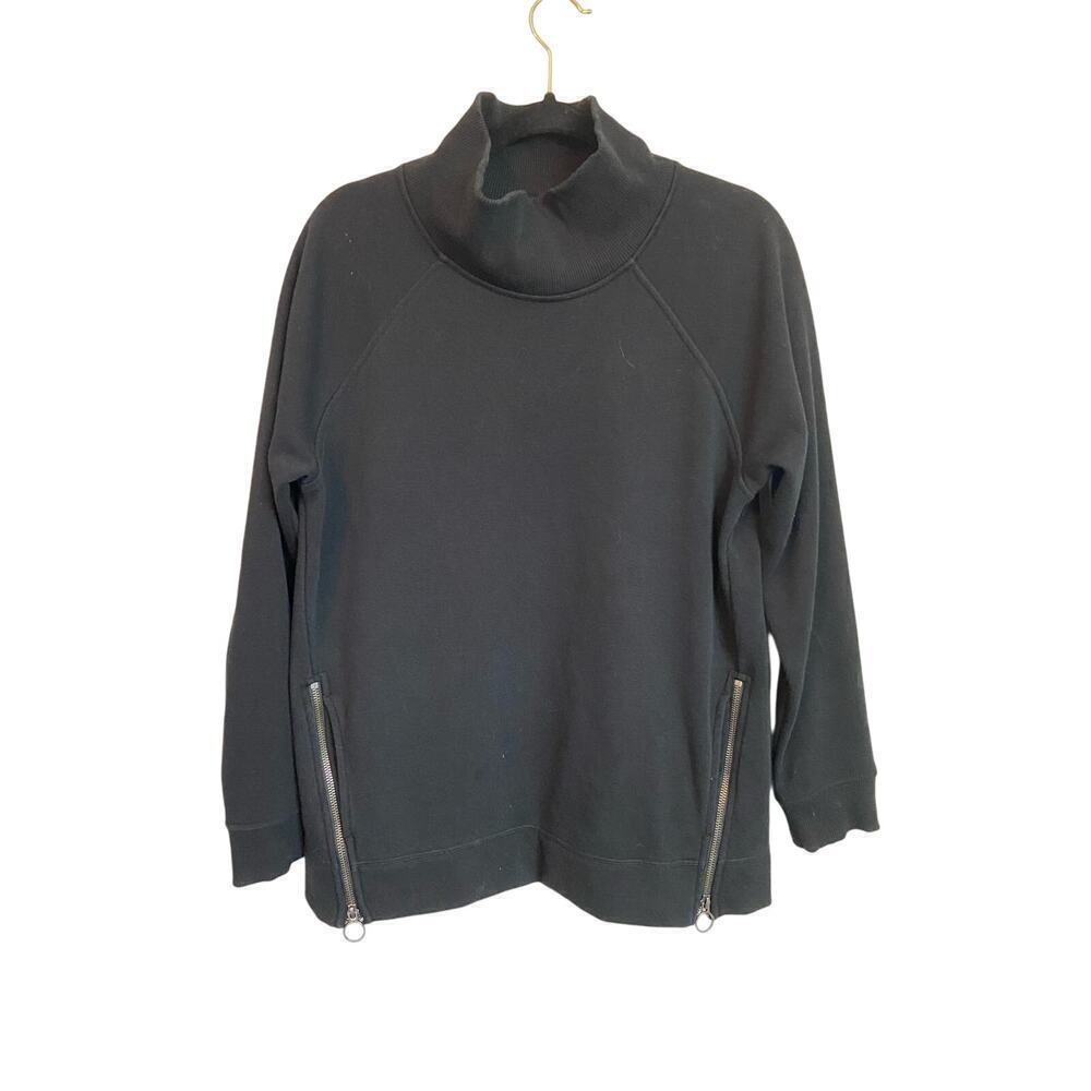 Athleta Cozy Karma Side Zip Funnel Neck Sweatshirt Black M